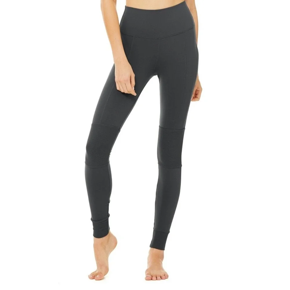 Alo Leggings‎ Avenue High Rise Moto Women Size XS Dark Gray Yoga Workout